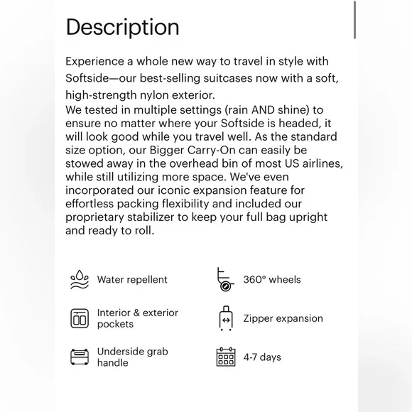 Away Jet Black Softside Carry-On Luggage - Picture 6 of 16